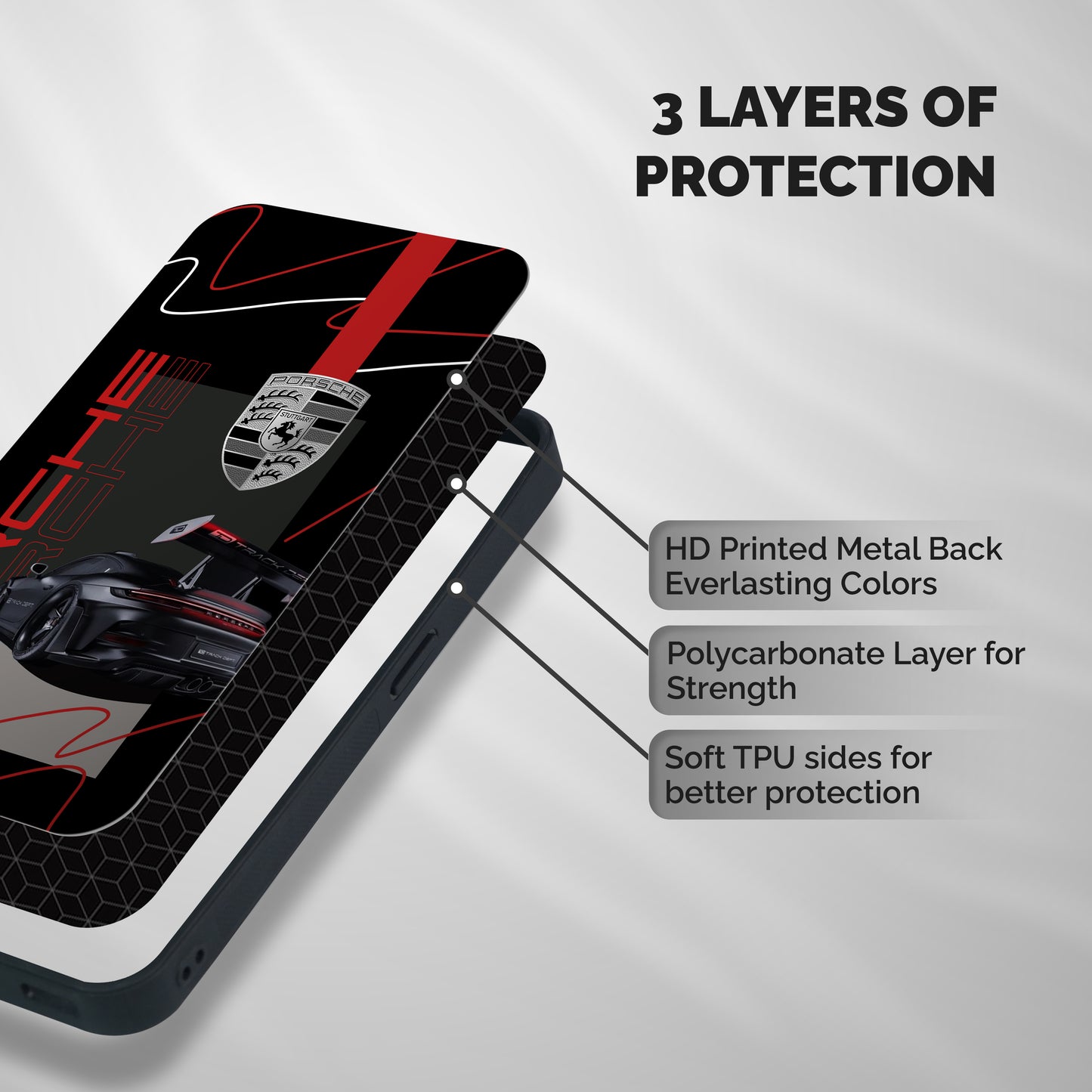 Classy Black Supercar Shockproof Hybrid Protection (Metal + TPU) Back Case Cover