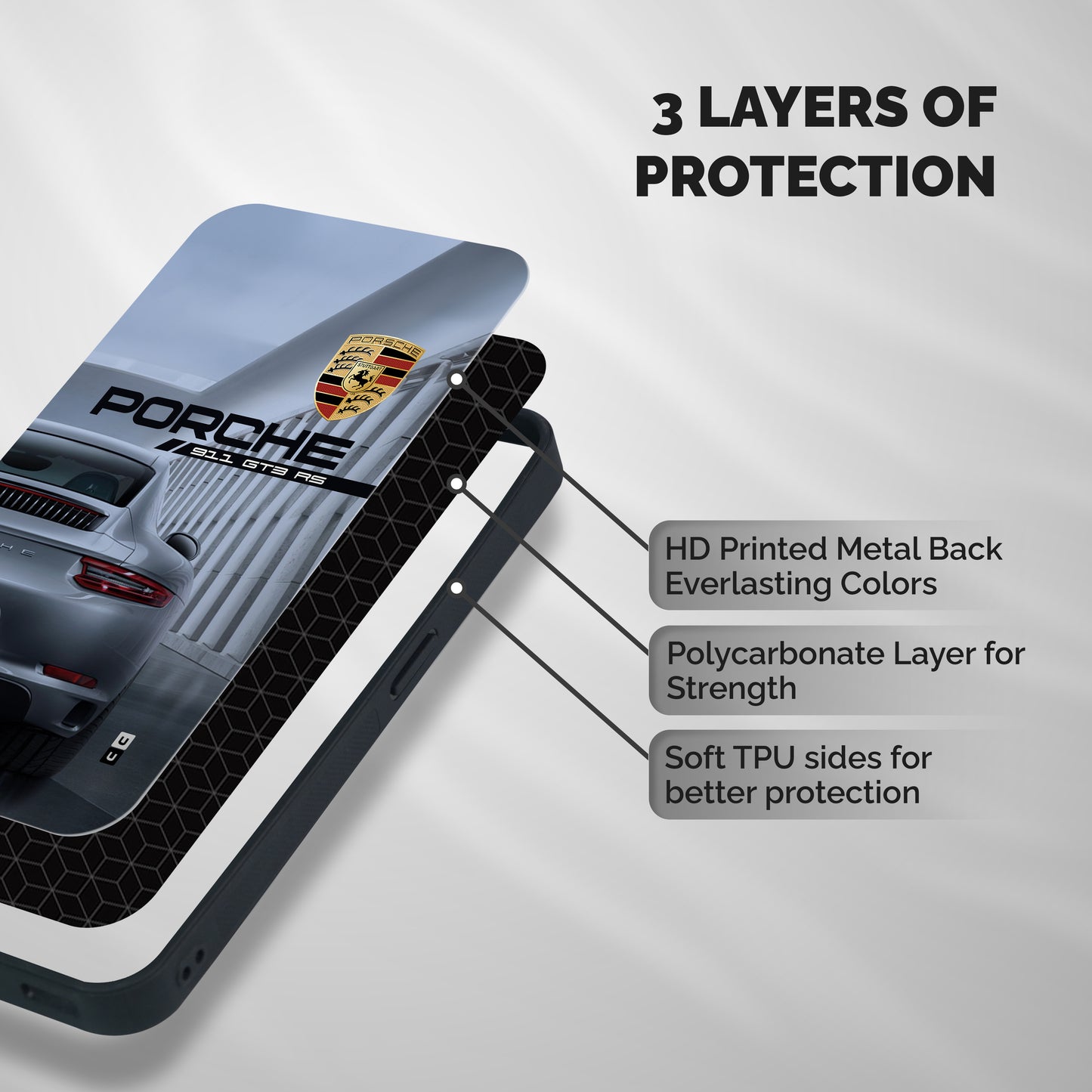 Classy Supercar Shockproof Hybrid Protection (Metal + TPU) Back Case Cover