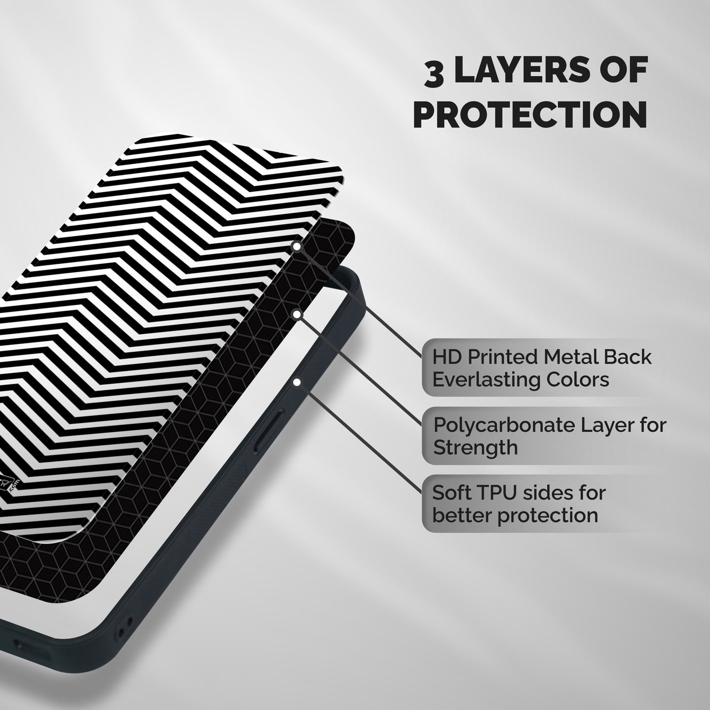 Classy Zig Zag Shockproof Hybrid Protection (Metal + TPU) Back Case Cover