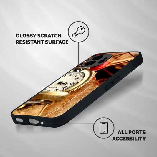 Clock And Cherry Shockproof Hybrid Protection (Metal + TPU) Back Case Cover
