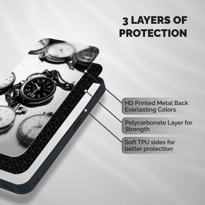 Clock Collection Shockproof Hybrid Protection (Metal + TPU) Back Case Cover