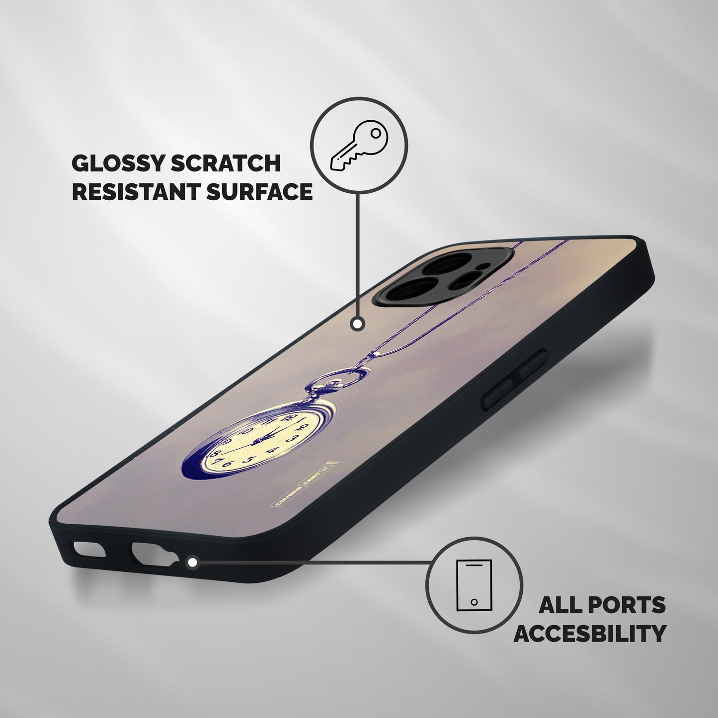 Clock Locket Shockproof Hybrid Protection (Metal + TPU) Back Case Cover