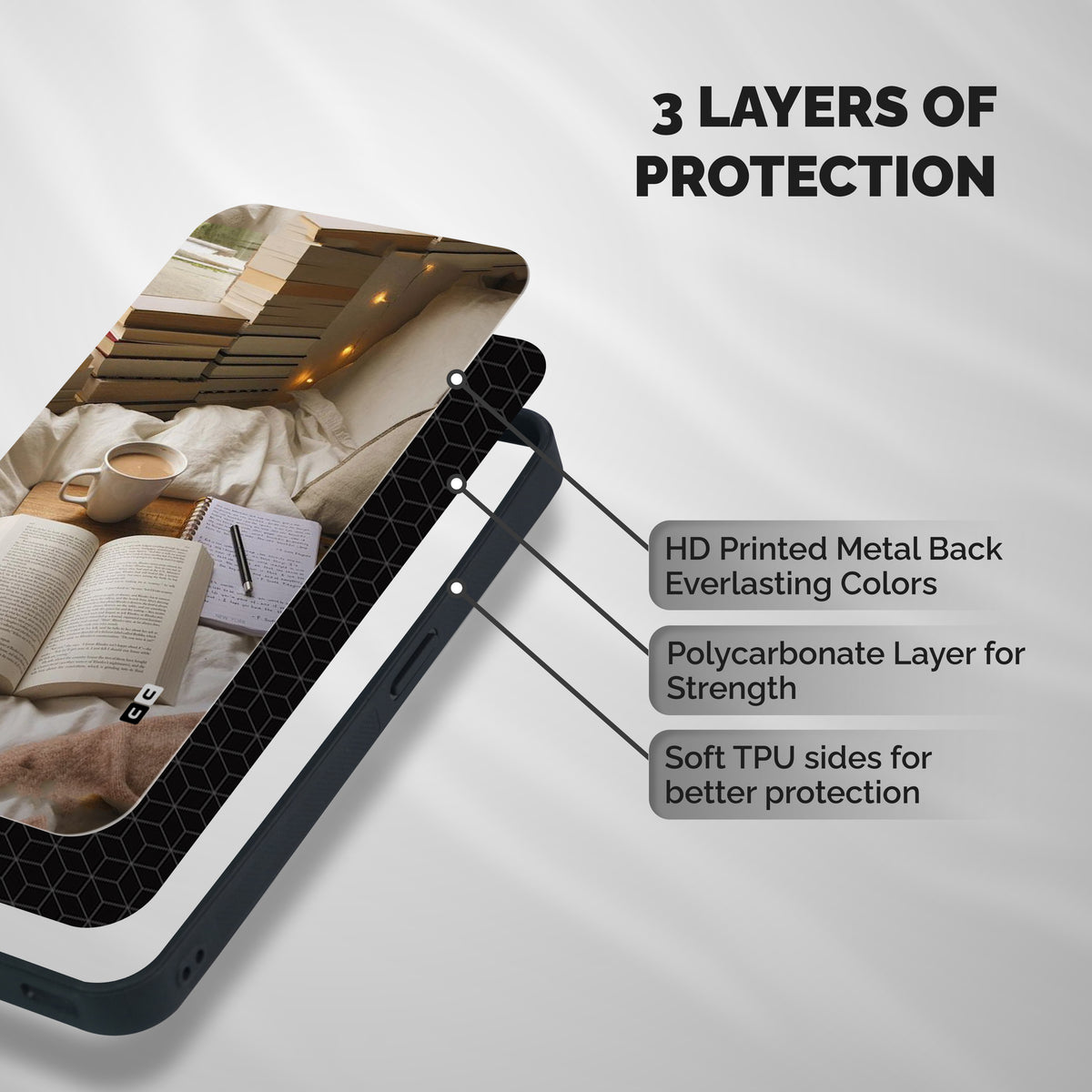 Coffee And Books Shockproof Hybrid Protection (Metal + TPU) Back Case Cover
