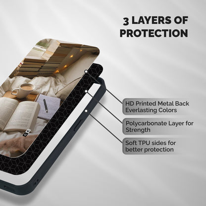 Coffee And Books Shockproof Hybrid Protection (Metal + TPU) Back Case Cover