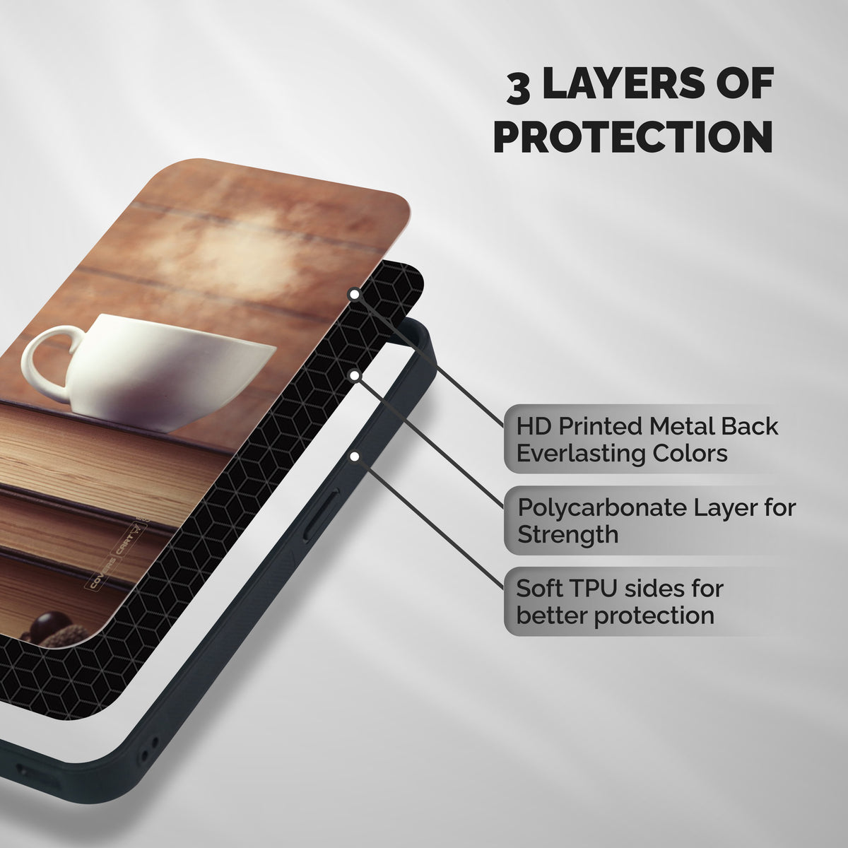 Coffee And Bookworm Shockproof Hybrid Protection (Metal + TPU) Back Case Cover