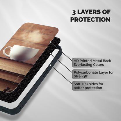 Coffee And Bookworm Shockproof Hybrid Protection (Metal + TPU) Back Case Cover