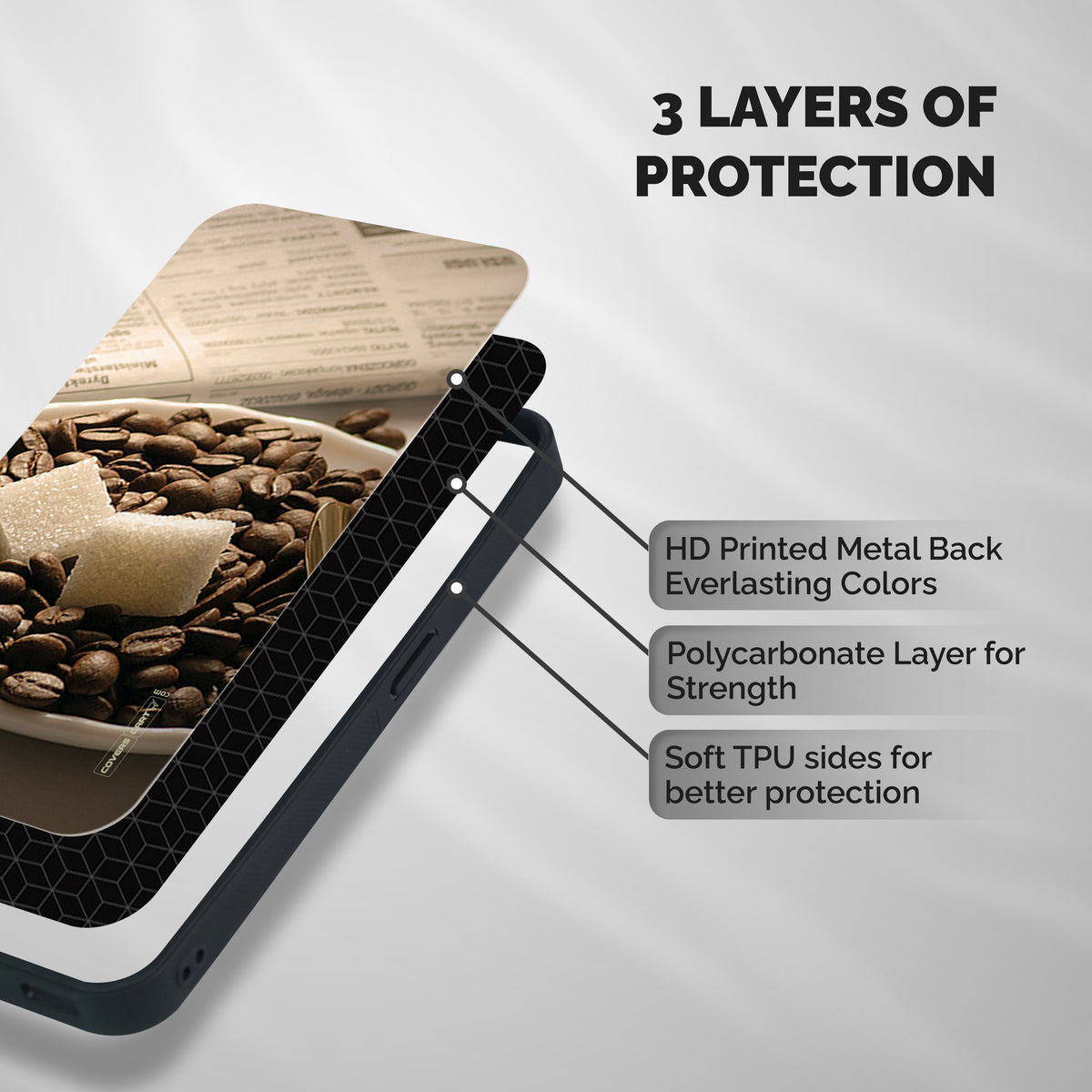 Coffee And Sugar Cubes Shockproof Hybrid Protection (Metal + TPU) Back Case Cover