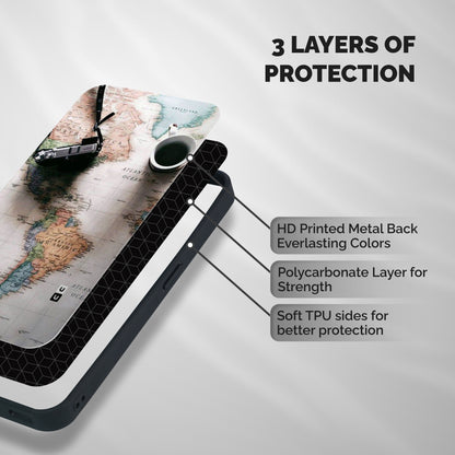 Coffee And Travel Shockproof Hybrid Protection (Metal + TPU) Back Case Cover