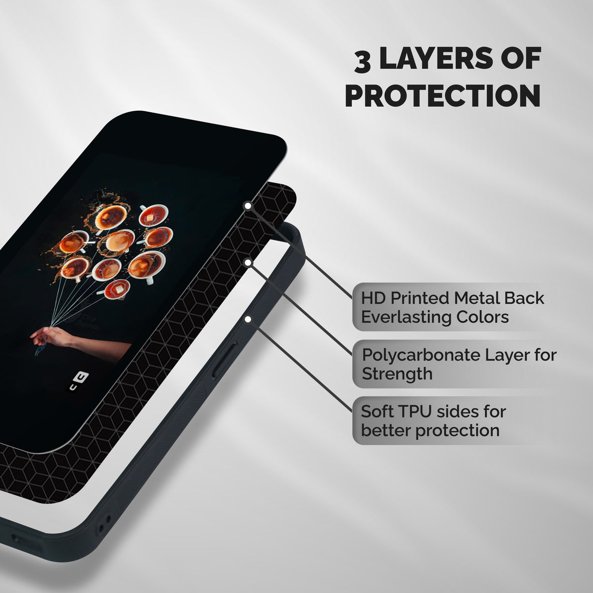 Coffee Balloon Shockproof Hybrid Protection (Metal + TPU) Back Case Cover