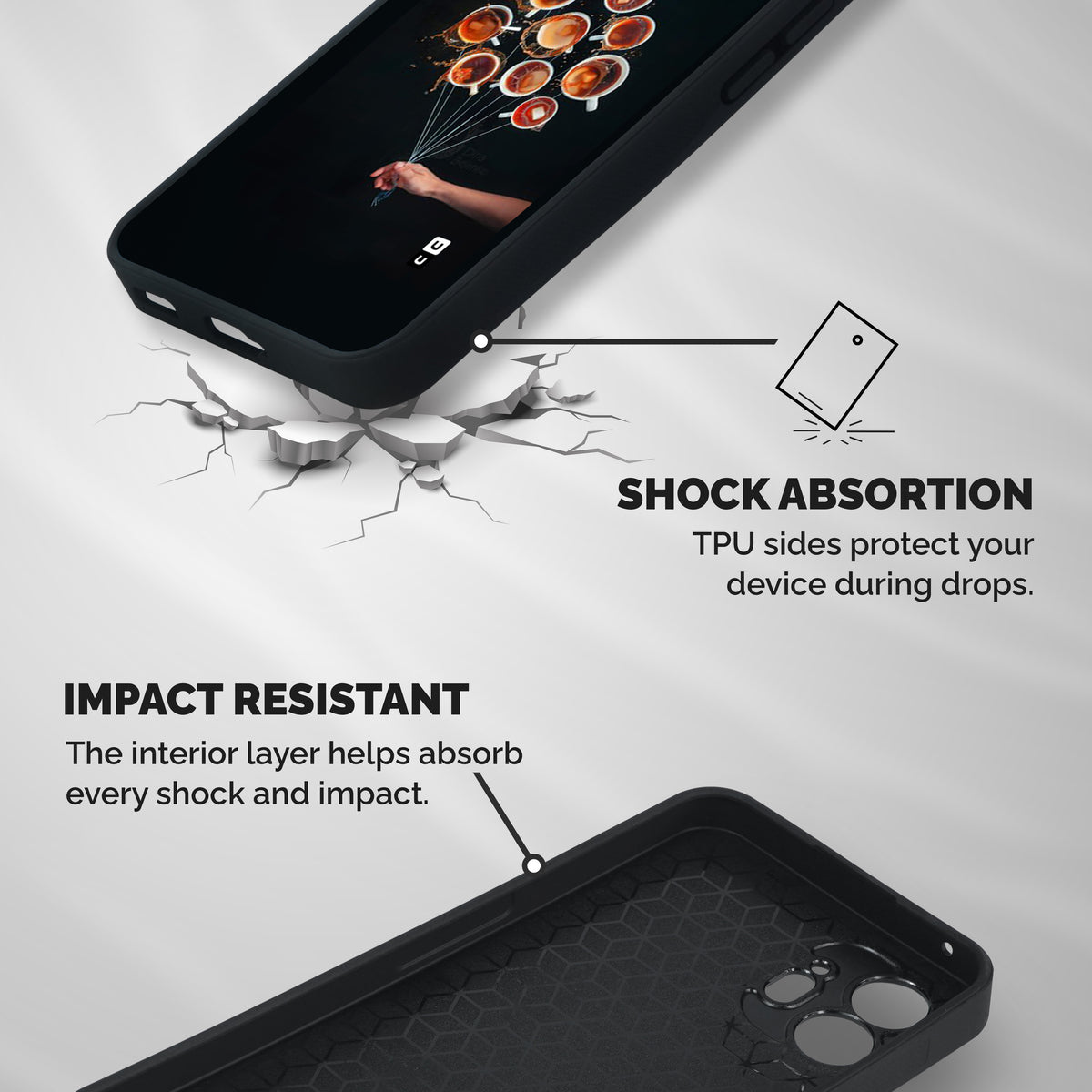 Coffee Balloon Shockproof Hybrid Protection (Metal + TPU) Back Case Cover