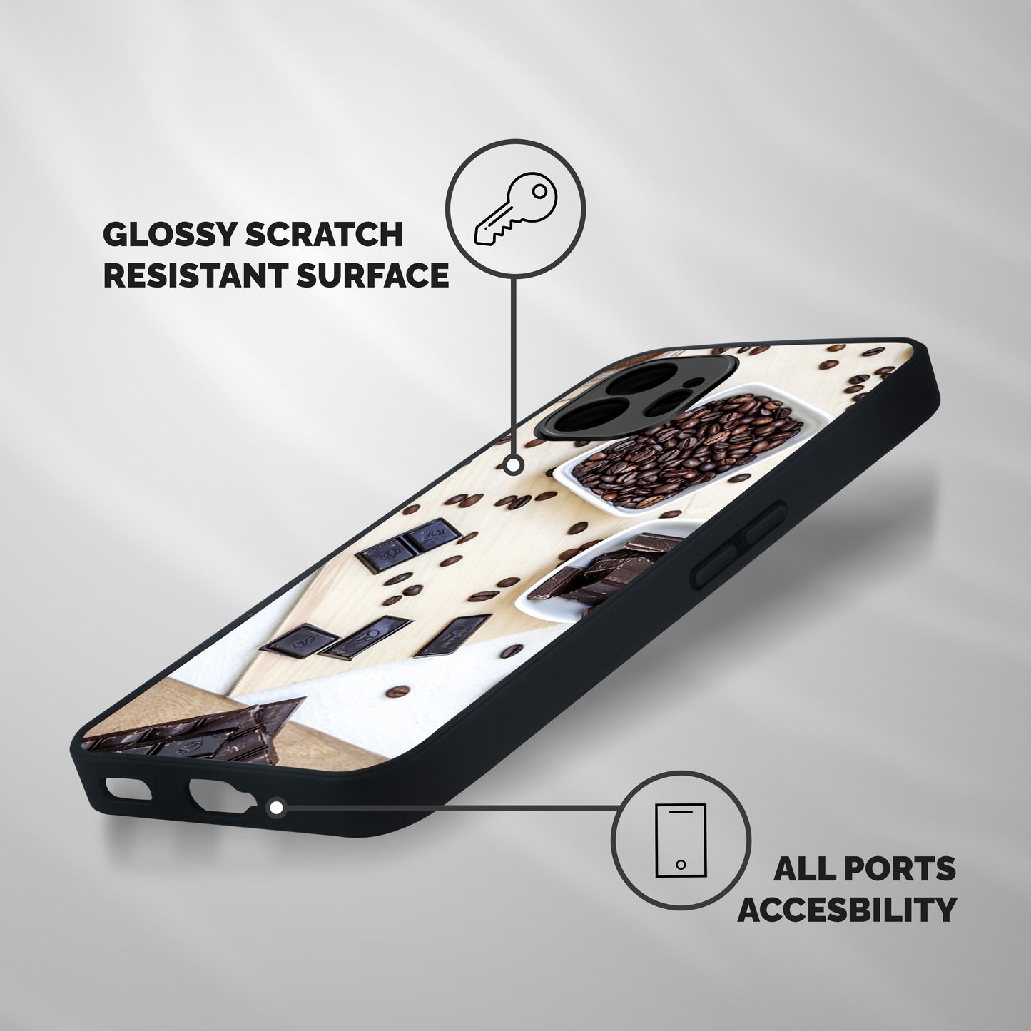Coffee Beans and Chocolate Shockproof Hybrid Protection (Metal + TPU) Back Case Cover