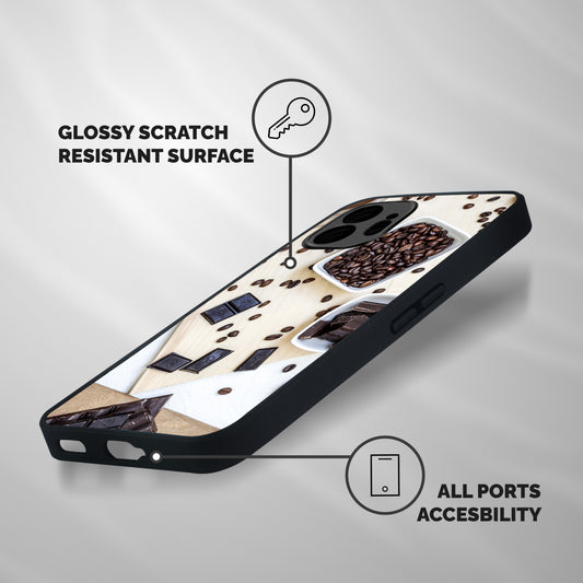 Coffee Beans and Chocolate Shockproof Hybrid Protection (Metal + TPU) Back Case Cover