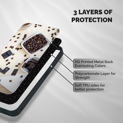 Coffee Beans and Chocolate Shockproof Hybrid Protection (Metal + TPU) Back Case Cover