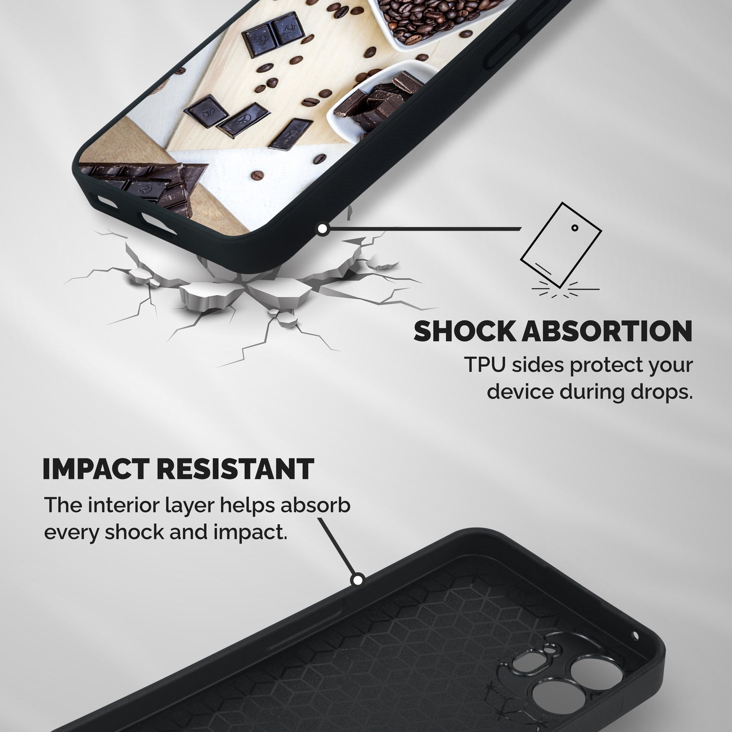 Coffee Beans and Chocolate Shockproof Hybrid Protection (Metal + TPU) Back Case Cover