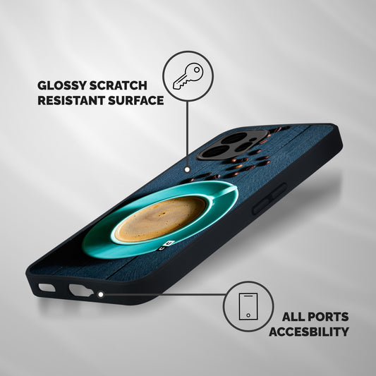 Coffee Beans and Cup Shockproof Hybrid Protection (Metal + TPU) Back Case Cover