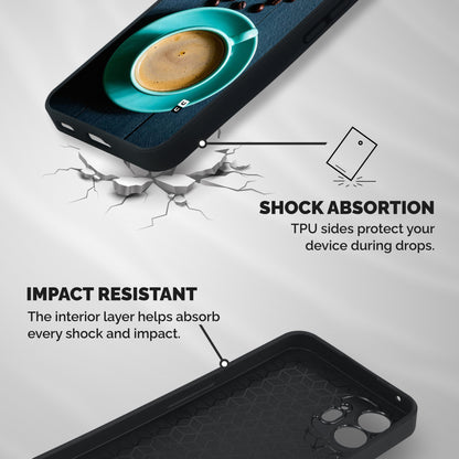 Coffee Beans and Cup Shockproof Hybrid Protection (Metal + TPU) Back Case Cover