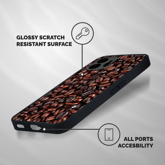 Coffee Beans Texture Shockproof Hybrid Protection (Metal + TPU) Back Case Cover