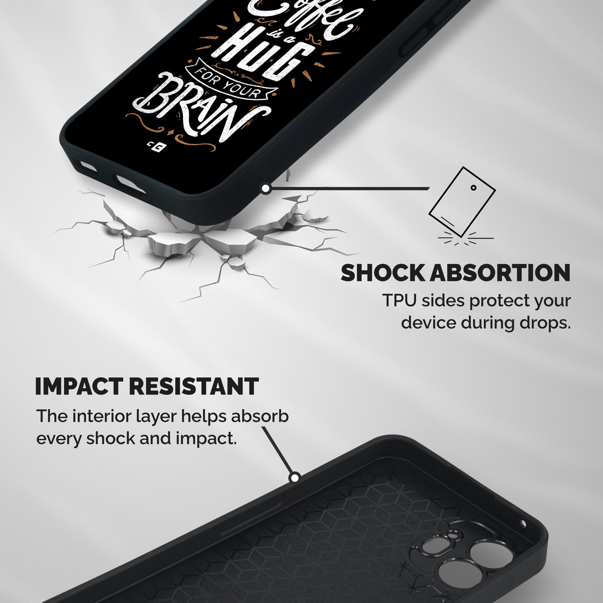 Coffee Brain Shockproof Hybrid Protection (Metal + TPU) Back Case Cover