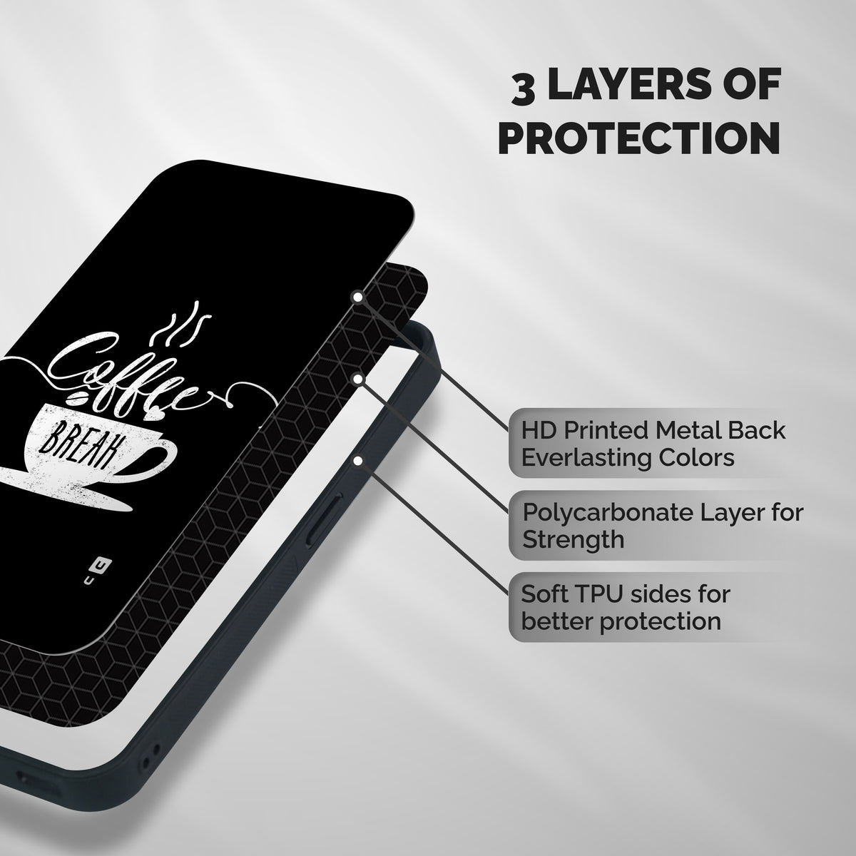 Coffee Break Shockproof Hybrid Protection (Metal + TPU) Back Case Cover