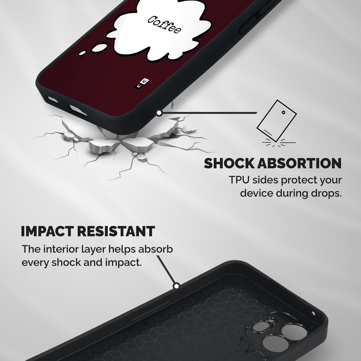 Coffee Bubble Shockproof Hybrid Protection (Metal + TPU) Back Case Cover
