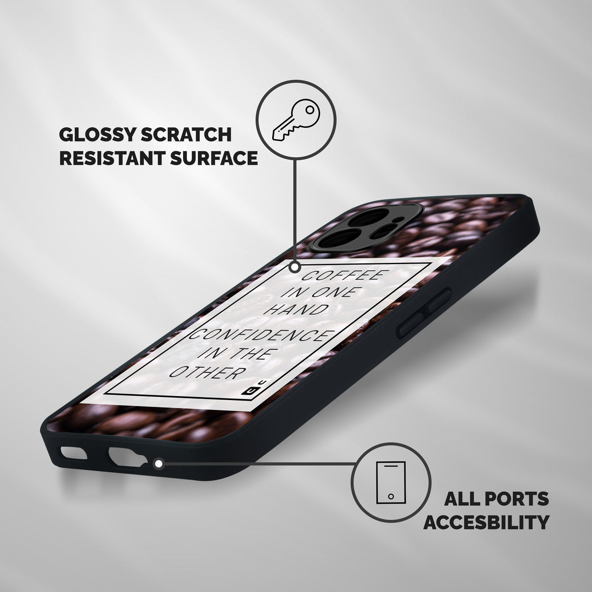 Coffee Confidence Quote Shockproof Hybrid Protection (Metal + TPU) Back Case Cover