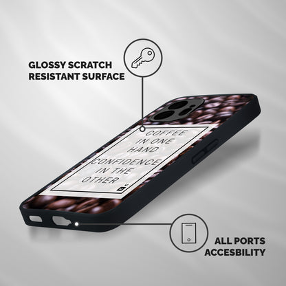 Coffee Confidence Quote Shockproof Hybrid Protection (Metal + TPU) Back Case Cover