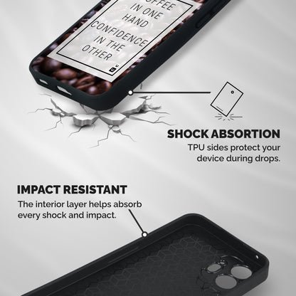 Coffee Confidence Quote Shockproof Hybrid Protection (Metal + TPU) Back Case Cover