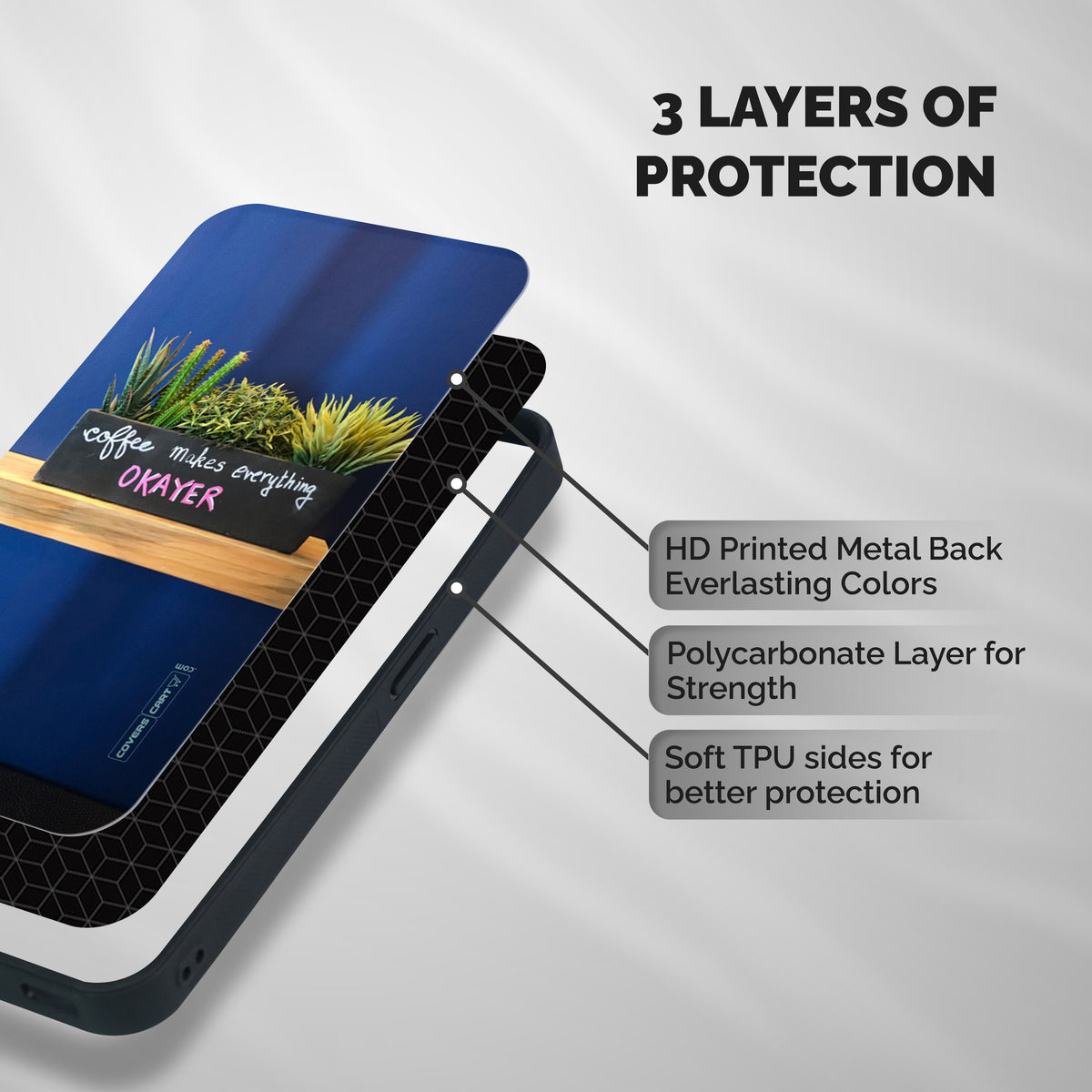 Coffee Makes Everything Okayer Shockproof Hybrid Protection (Metal + TPU) Back Case Cover