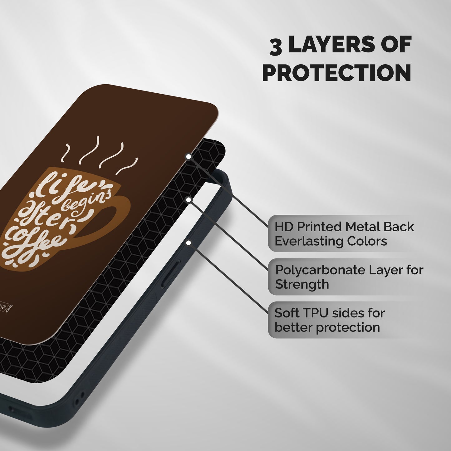 Coffee Mug Shockproof Hybrid Protection (Metal + TPU) Back Case Cover