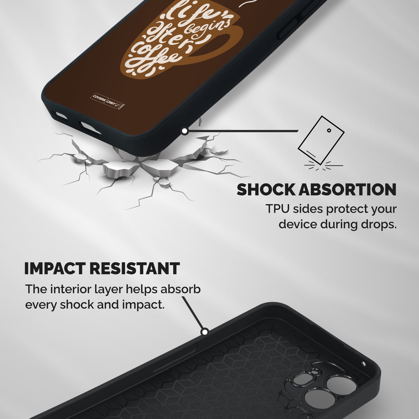 Coffee Mug Shockproof Hybrid Protection (Metal + TPU) Back Case Cover