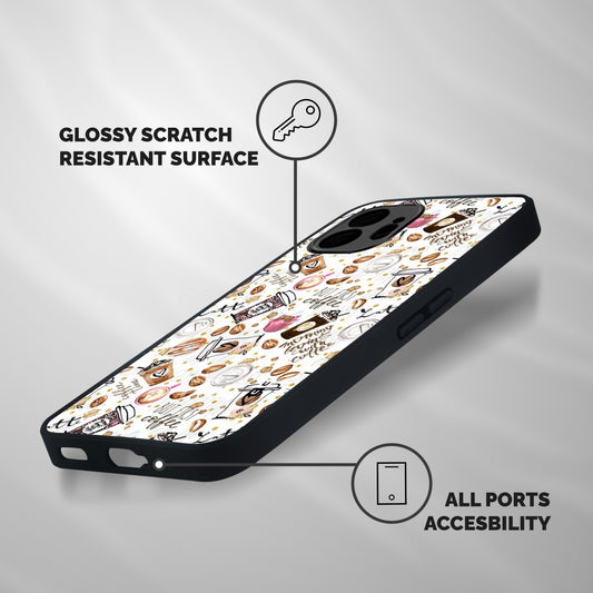 Coffee Pattern Shockproof Hybrid Protection (Metal + TPU) Back Case Cover