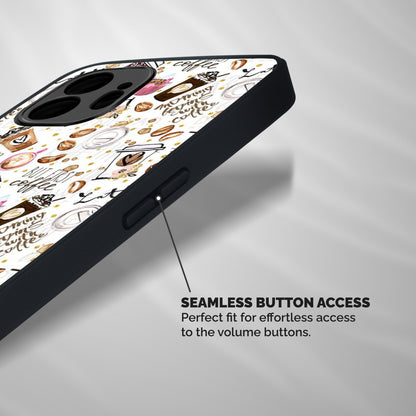 Coffee Pattern Shockproof Hybrid Protection (Metal + TPU) Back Case Cover