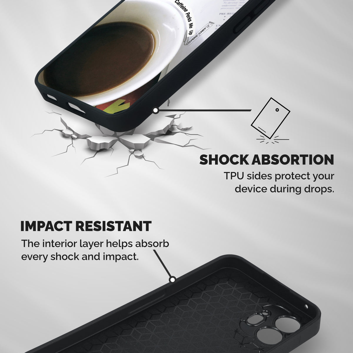 Coffee Perks Shockproof Hybrid Protection (Metal + TPU) Back Case Cover