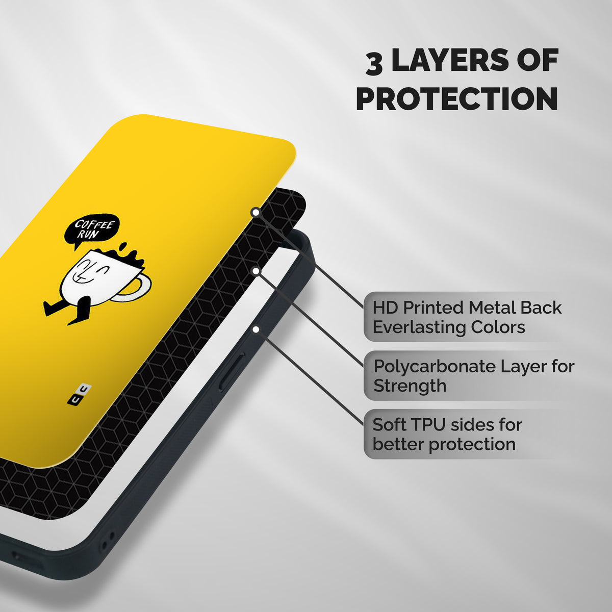 Coffee Run Shockproof Hybrid Protection (Metal + TPU) Back Case Cover