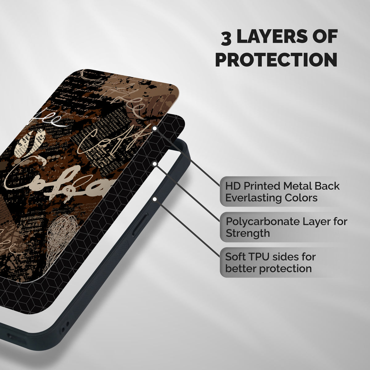Coffee Scribbles Shockproof Hybrid Protection (Metal + TPU) Back Case Cover