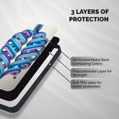 Coil Abstract Pattern Shockproof Hybrid Protection (Metal + TPU) Back Case Cover