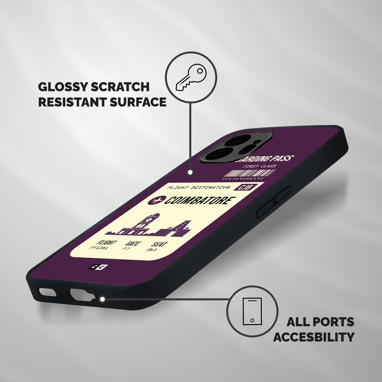 Coimbatore Boarding Pass Shockproof Hybrid Protection (Metal + TPU) Back Case Cover