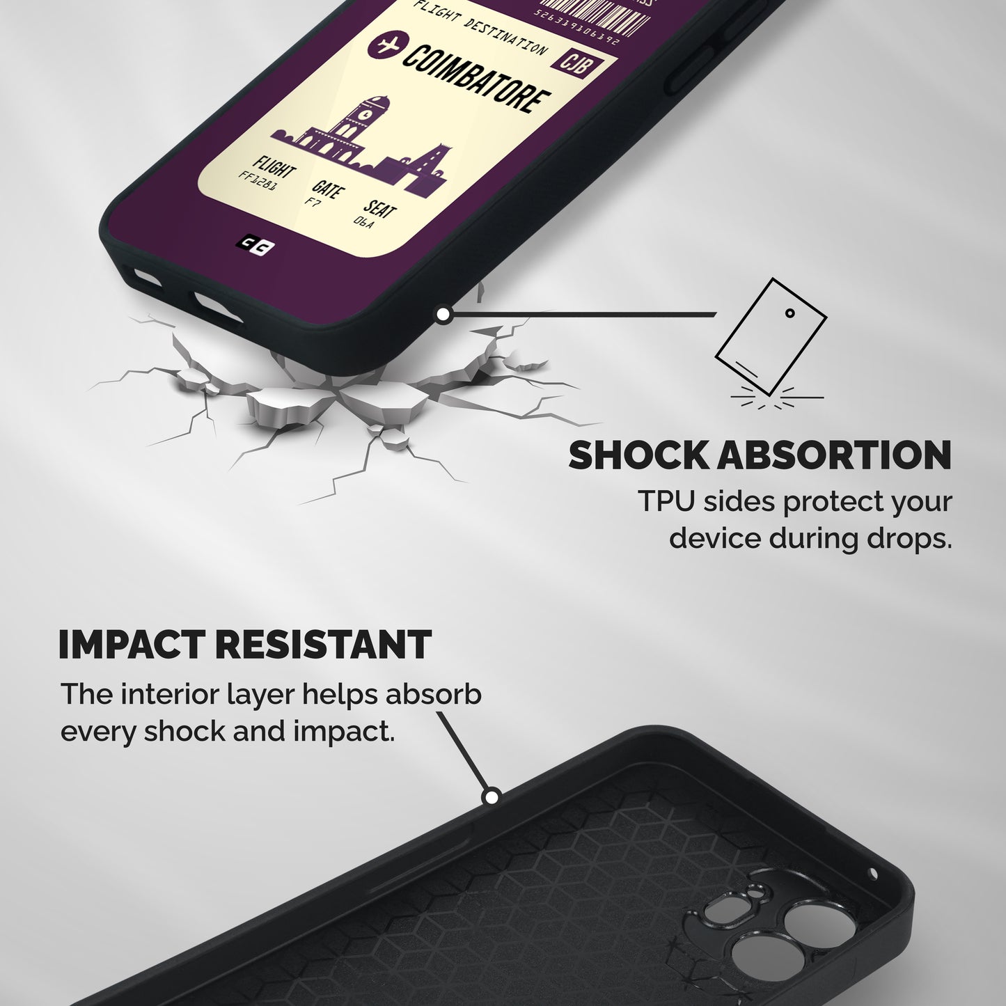 Coimbatore Boarding Pass Shockproof Hybrid Protection (Metal + TPU) Back Case Cover