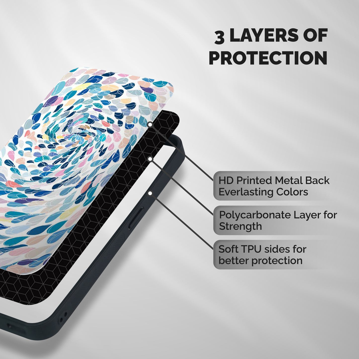 Color Droplets Swirls Shockproof Hybrid Protection (Metal + TPU) Back Case Cover