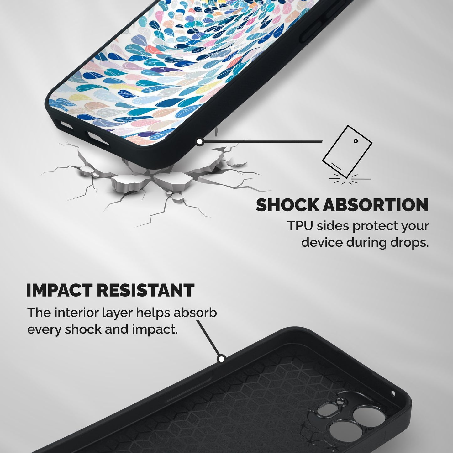 Color Droplets Swirls Shockproof Hybrid Protection (Metal + TPU) Back Case Cover