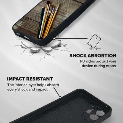 Color Palette and Brush Shockproof Hybrid Protection (Metal + TPU) Back Case Cover