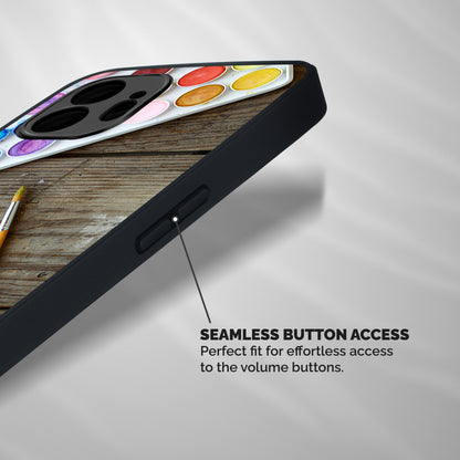 Color Palette and Brush Shockproof Hybrid Protection (Metal + TPU) Back Case Cover