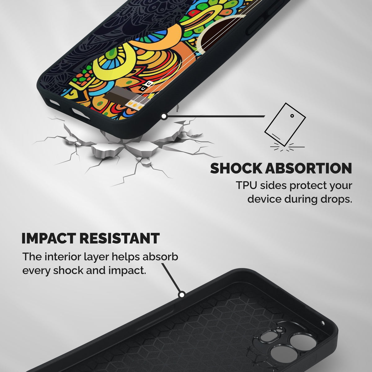 Colored Blocks Shockproof Hybrid Protection (Metal + TPU) Back Case Cover