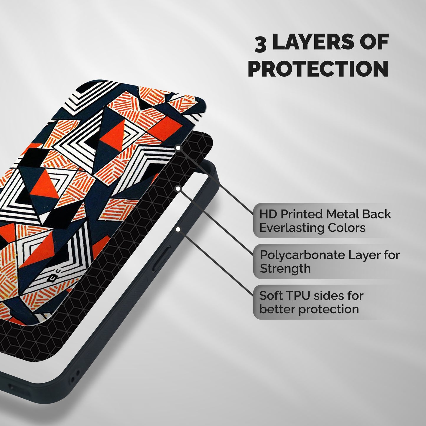 Colored Cuts Pattern Shockproof Hybrid Protection (Metal + TPU) Back Case Cover