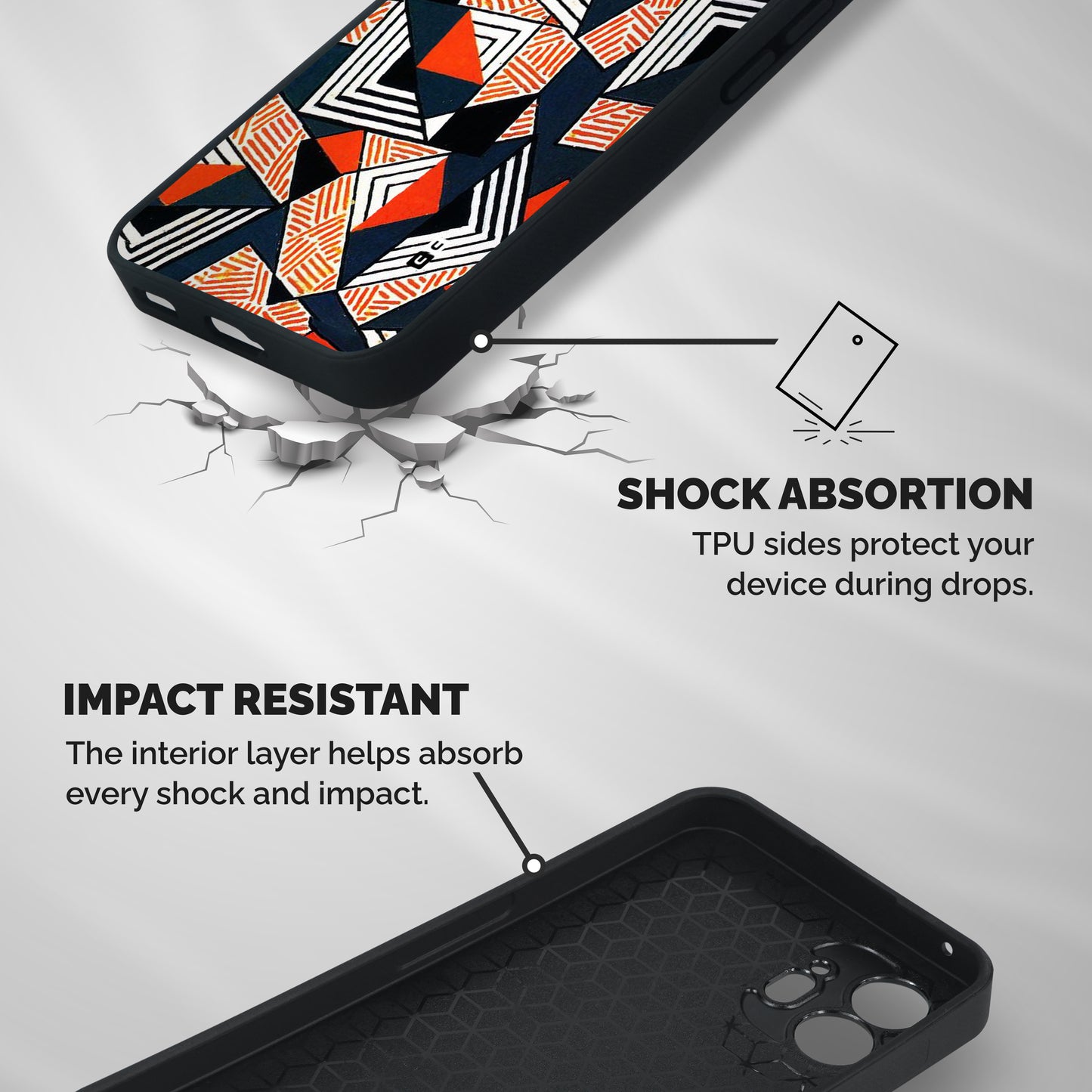 Colored Cuts Pattern Shockproof Hybrid Protection (Metal + TPU) Back Case Cover