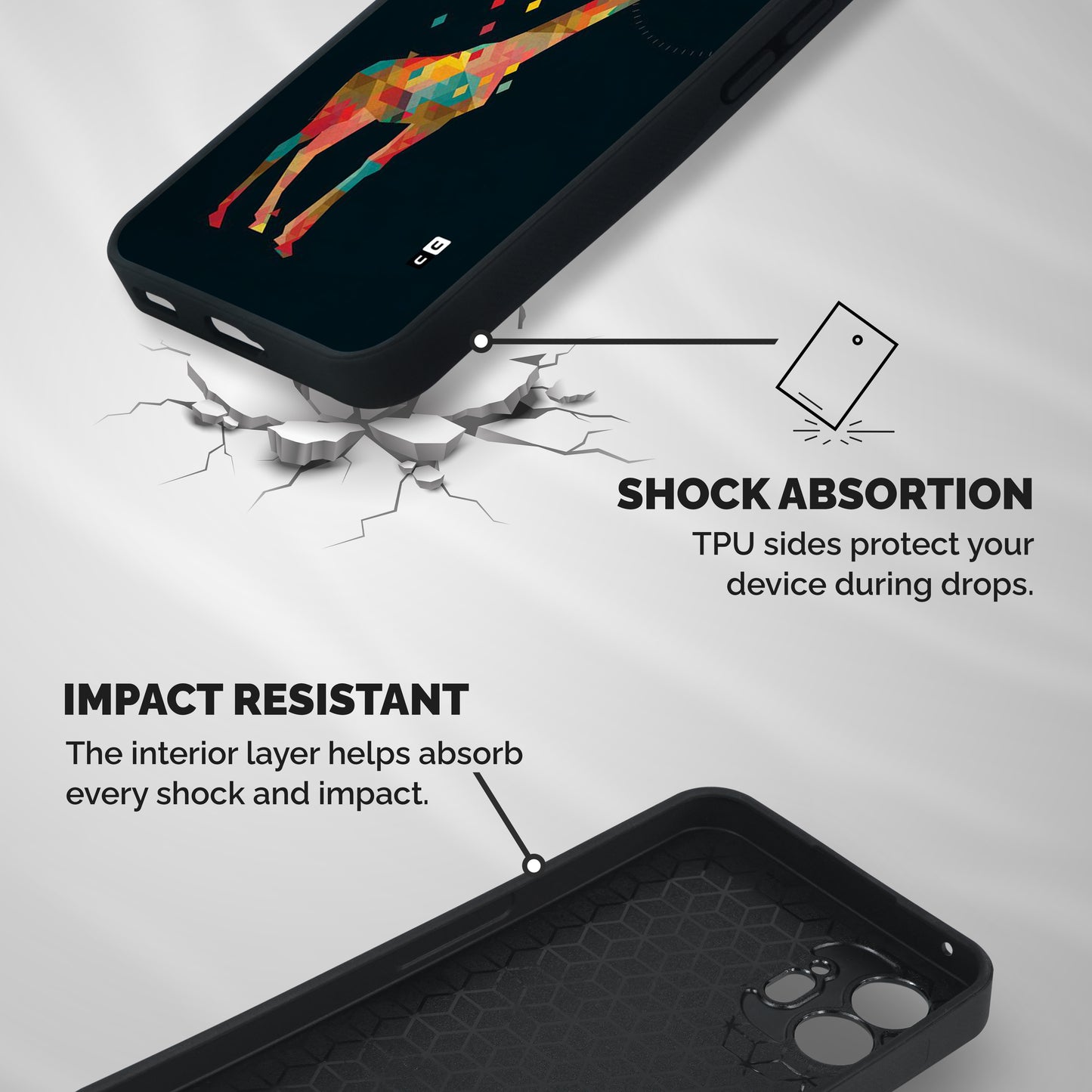 Colored Giraffe Shockproof Hybrid Protection (Metal + TPU) Back Case Cover
