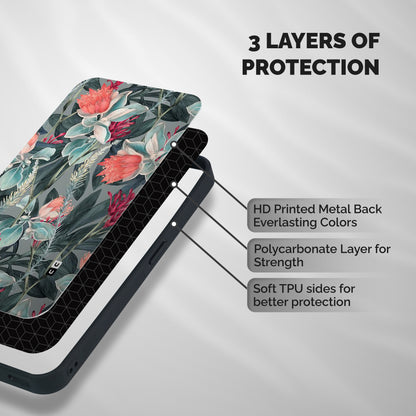 Colored Petals Shockproof Hybrid Protection (Metal + TPU) Back Case Cover