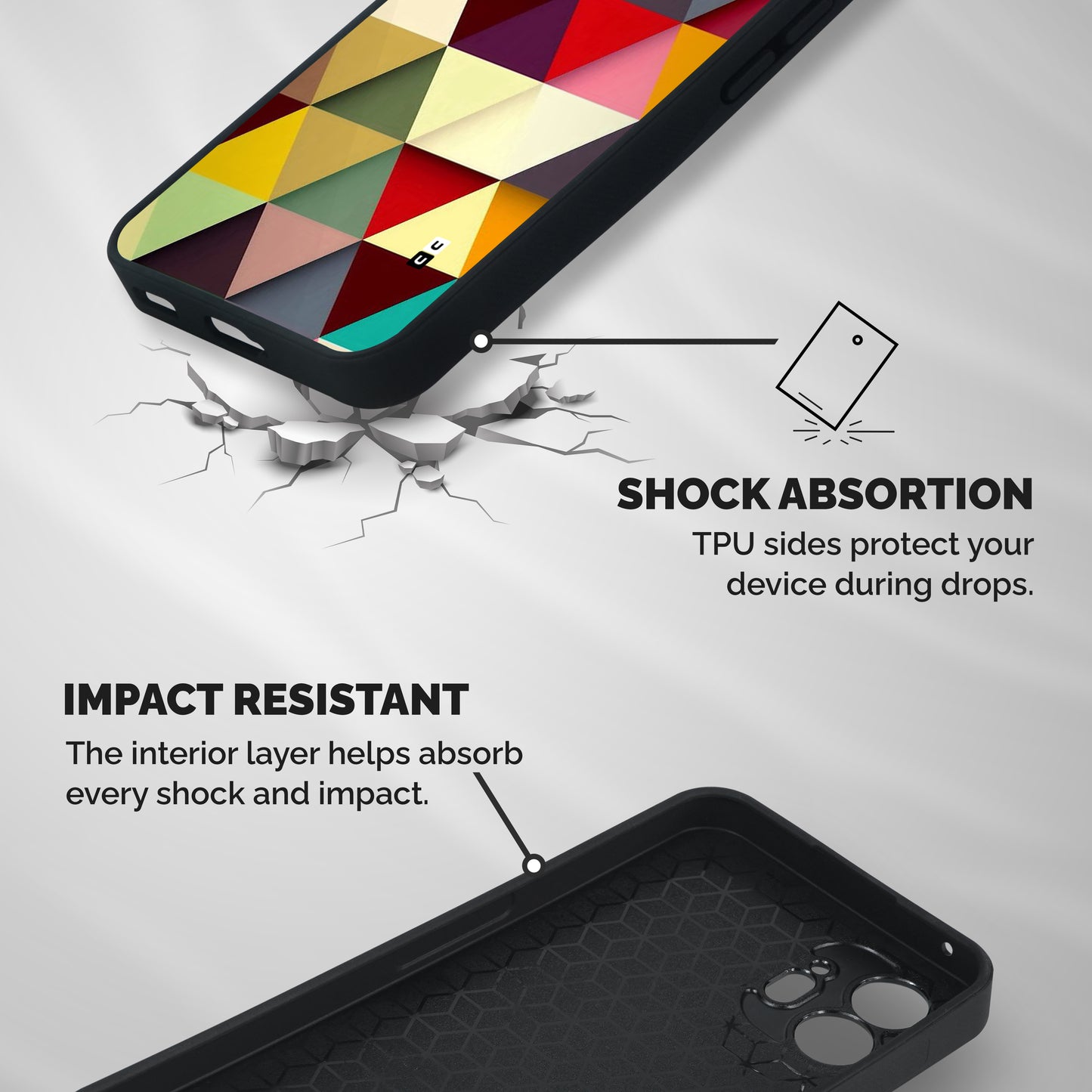 Colored Triangles Shockproof Hybrid Protection (Metal + TPU) Back Case Cover