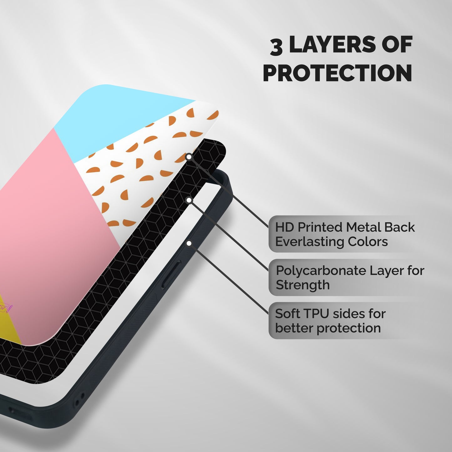 Colorful Abstract Shockproof Hybrid Protection (Metal + TPU) Back Case Cover
