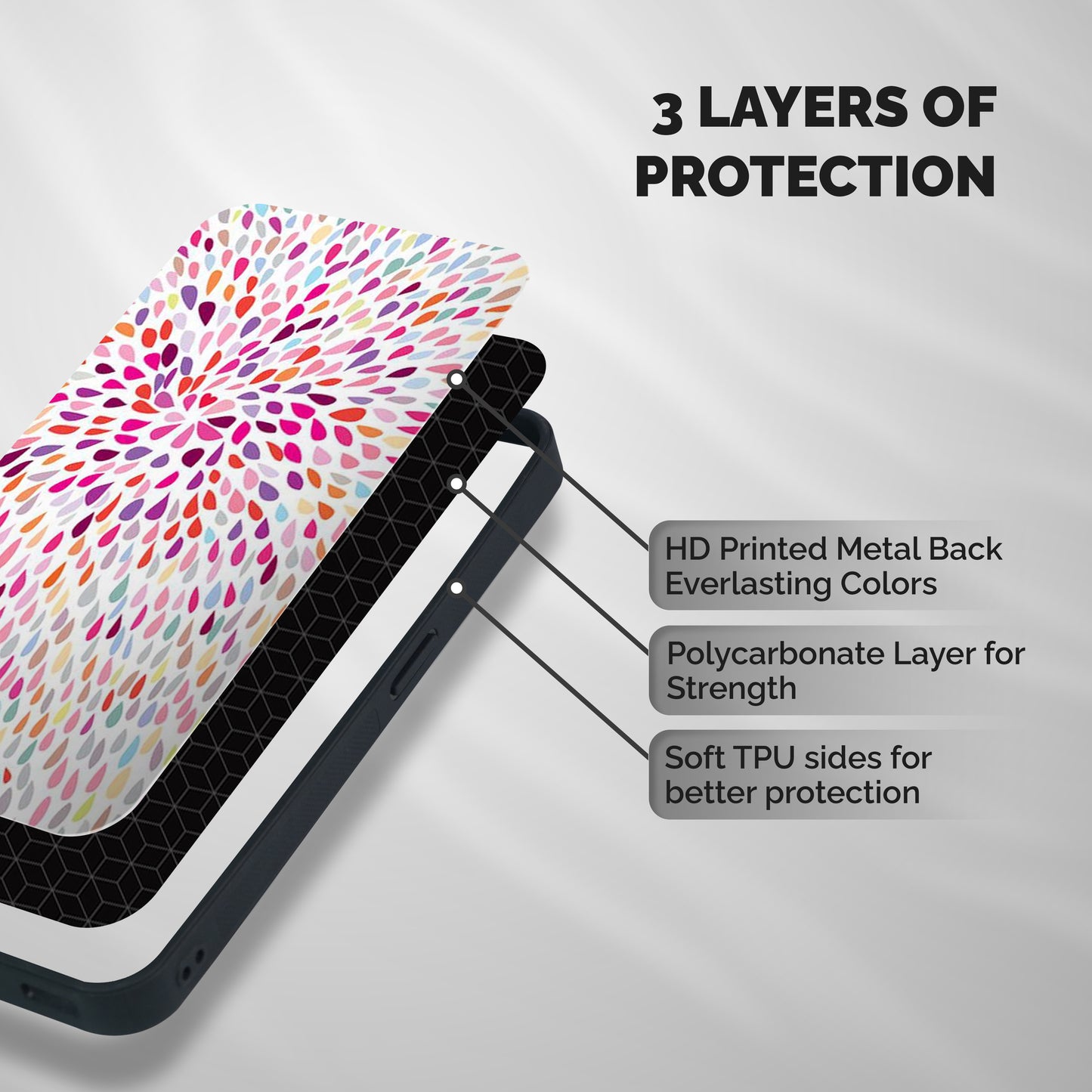 Colorful Decorative Pattern Shockproof Hybrid Protection (Metal + TPU) Back Case Cover